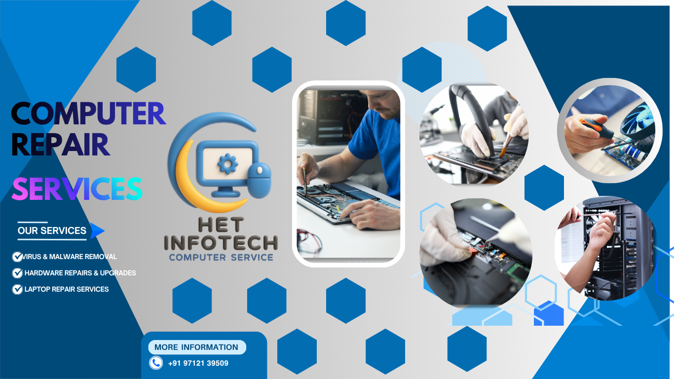 Blue and White Modern Computer Repair Services Banner