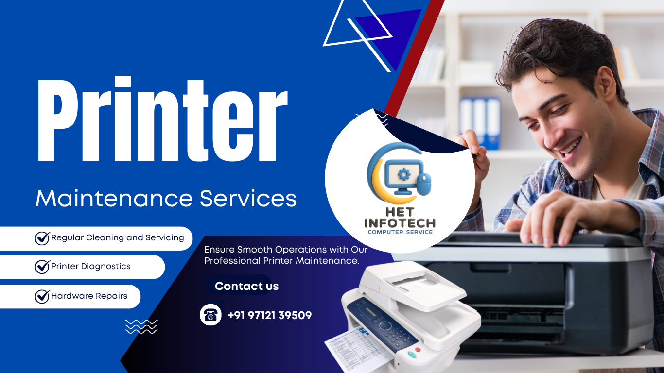 Navy White And Red Minimalist Printer Maintenance Services Facebook Post